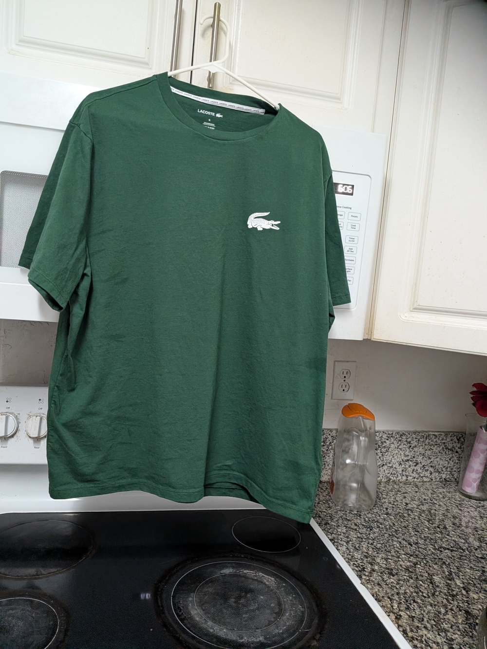 Lacoste Dark Green Crewneck Tee with White Crocodile Logo